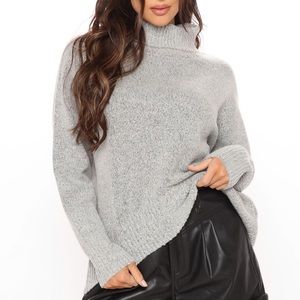 Grey Turtleneck Sweater